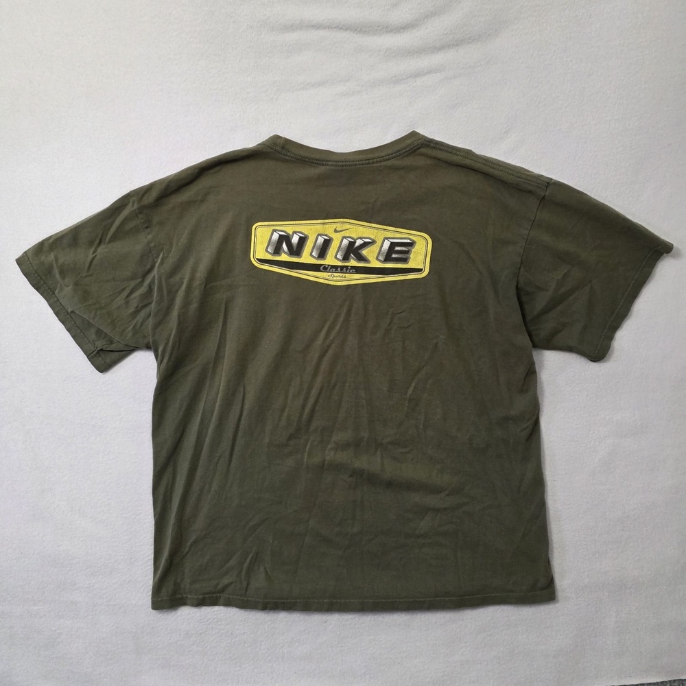 Vintage Y2k Nike Skate T Shirt Mens XL Green Skateboard Grunge Spellout Made USA